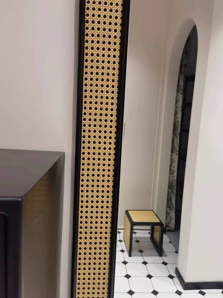 Canna Vertu Rattan Mirror – Black & Natural